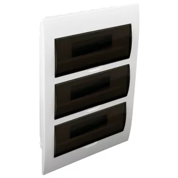   Tracon EDS-14/3, Süllyesztett elosztódoboz, füstszínű ajtóval, N/PE sínnel 3×14 (42) modul, IP40, (H×W×D=475×310×75mm)