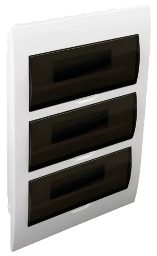 Tracon EDS-14/3, Süllyesztett elosztódoboz, füstszínű ajtóval, N/PE sínnel 3×14 (42) modul, IP40, (H×W×D=475×310×75mm)