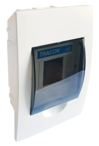 Tracon EDS-4/1 Műanyag kiselosztó, 4 modul, 1 sor, füstszínű ajtóval, IP40, süllyesztett