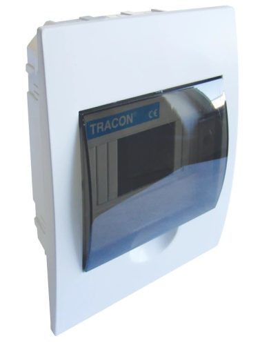Tracon EDS-6/1 Műanyag kiselosztó, 6 modul, 1 sor, füstszínű ajtóval, IP40, süllyesztett