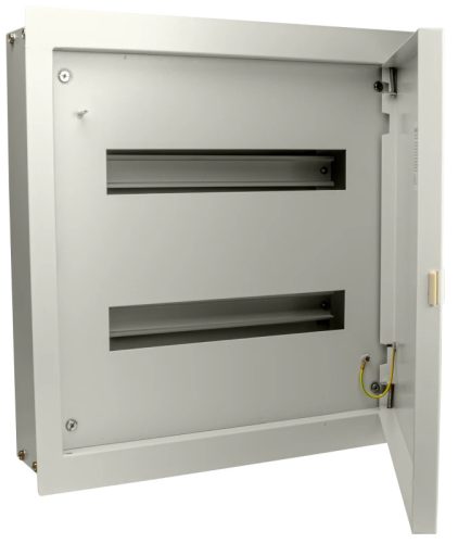 Tracon EDSF-16/2 Maszkolt fém szekrény, 32 modul, 2 sor, teli ajtóval, 476x464x115, IP42, süllyesztett