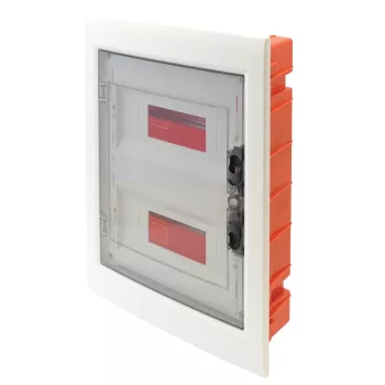   Tracon EDSS-12/2 Műanyag kiselosztó, 24 modul, 2 sor, füstszínű sík ajtóval, IP40, süllyesztett