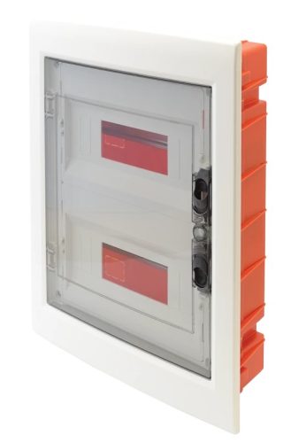 Tracon EDSS-12/2 Műanyag kiselosztó, 24 modul, 2 sor, füstszínű sík ajtóval, IP40, süllyesztett