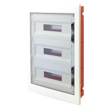   Tracon EDSS-12/3 Műanyag kiselosztó, 36 modul, 3 sor, füstszínű sík ajtóval, IP40, süllyesztett