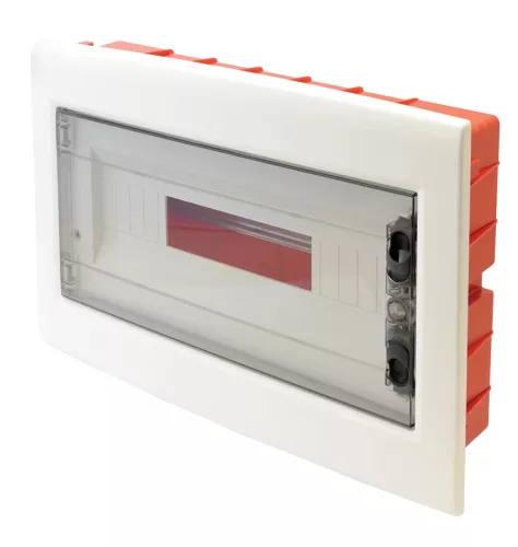 Tracon EDSS-18/1 Műanyag kiselosztó, 18 modul, 1 sor, füstszínű sík ajtóval, IP40, süllyesztett