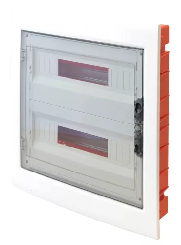Tracon EDSS-18/2 Műanyag kiselosztó, 36 modul, 2 sor, füstszínű sík ajtóval, IP40, süllyesztett