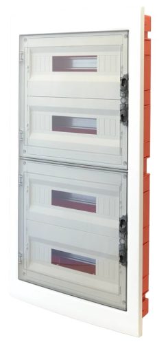 Tracon EDSS-18/4 Műanyag kiselosztó, 72 modul, 4 sor, füstszínű sík ajtóval, IP40, süllyesztett
