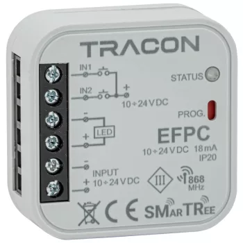   Tracon EFPC Rádiós LED vezérlő, szerelvénydobozba, 1 csatornás 10-14 VDC, 2x5 A, 868.32 MHz