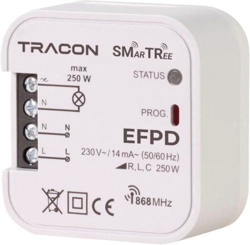 Tracon EFPD Rádiós dimmer, szerelvénydobozba, 1 csatornás 230 V, 50 Hz, 250 W, 868.32 MHz