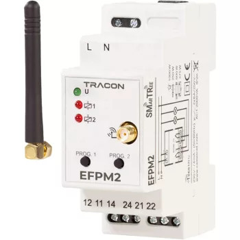   Tracon EFPM2 Rádiós moduláris jelvevő egység, 2 csatornás 230 V, 50 Hz, 8 A, 2 NO/ NC, 868.32 MHz