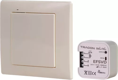 Tracon EFSVD Vezeték nélküli dimmer készlet, 1 csatornás 230 V, 50 Hz, 250 W, 868.32 MHz