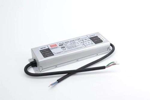 Tracon ELG-200-24A-3Y, Professzionális fém házas LED meghajtó 100-305 VAC / 24 VDC; 200 W; 0-8,4 A; PFC; IP65
