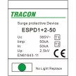 Tracon ESPD1+2-50-1P, T1+T2 AC típusú túlfeszültség levezető, egybeépített Uc:385V; Iimp:50kA; In:50kA; Imax:160kA; Up:2,5kV; 1P
