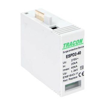   Tracon ESPD2-40MO T2 AC típusú túlfeszültség levezető betét 40 M Uc:275V, In:20kA, Imax:40kA, Up:1,3kV