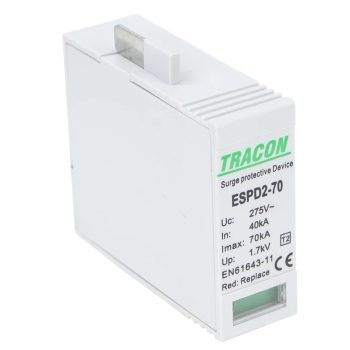   Tracon ESPD2-70MO T2 AC típusú túlfeszültség levezető betét 70 M Uc:275V, In:40kA, Imax:70kA, Up:1,7kV
