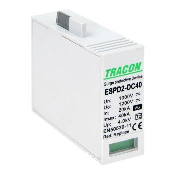   Tracon ESPD2-DC40-1000VGO T2 DC típusú VG túlfeszültséglevezető, betét 1000V Ucpv: 1200V, In:20kA, Imax:40kA, Up:4kV, Var+GTD