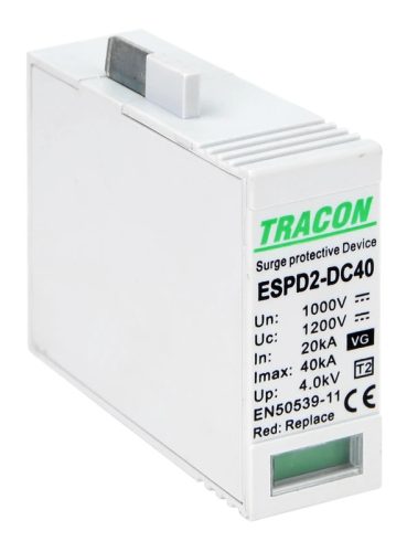 Tracon ESPD2-DC40-1000VGO T2 DC típusú VG túlfeszültséglevezető, betét 1000V Ucpv: 1200V, In:20kA, Imax:40kA, Up:4kV, Var+GTD