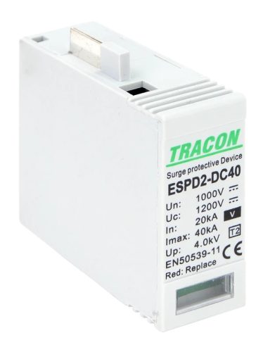 Tracon ESPD2-DC40-1000VO T2 DC típusú V túlfeszültség levezető, betét 1000V Ucpv: 1200V, In:20kA, Imax:40kA, Up:4kV, Var