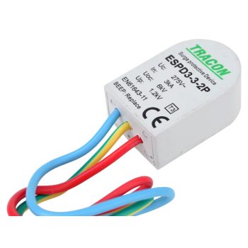   Tracon ESPD3-3-2P, T3 AC típusú túlfeszültség levezető, szerelvénydobozba Uc:275V; In:3kA; Uoc:6kV; Up:1,2kV; 2P; BEEP