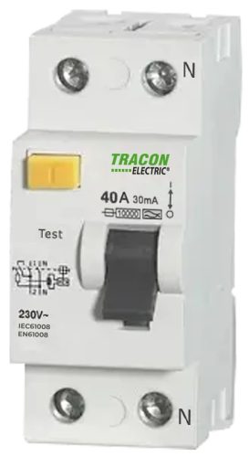 Tracon EVOAG2P10003 Áram-védőkapcsoló, 2 pólusú 100A, 30mA, 10kA, A