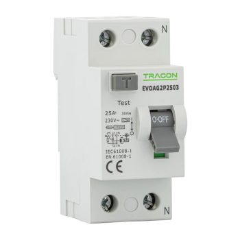   Tracon EVOAG2P4003 Áram-védőkapcsoló, 2 pólusú 40A, 30mA, 10kA, A