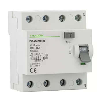 Tracon EVOAG4P10003 áram-védőkapcsoló RCD A típus 4P 30mA 100A 10kA