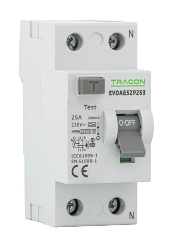 Tracon EVOAGS2P631 Áram-védőkapcsoló, 2 pólusú 63A, 100mA, 10kA, A/S