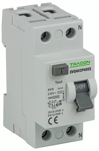 Tracon EVOAV2P10003 áram-védőkapcsoló RCD AC 2P 30mA 100A 10kA