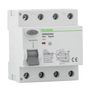 Tracon EVOB4P1603 áram-védőkapcsoló RCD B típus 4P 30mA 16A