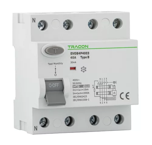 Tracon EVOB4P1603 áram-védőkapcsoló RCD B típus 4P 30mA 16A