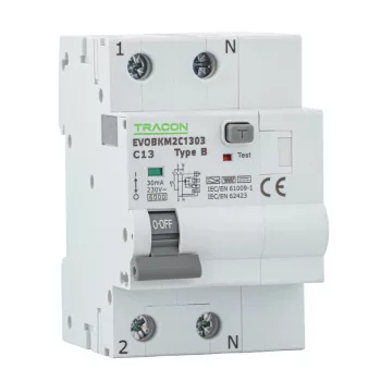 Tracon EVOBKM2C603 kombinált védőkapcsoló FI-LS B típus 2P C 6A 30mA