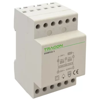   Tracon EVOBT15/1, Biztonsági (csengő) transzformátor 230V/4-8-12V AC, Psmax.:15VA, Is:1,15A