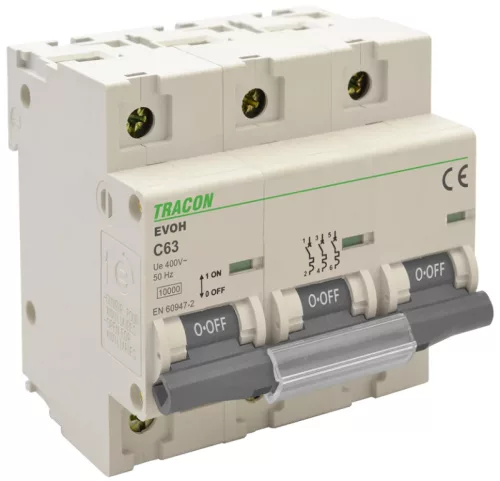 Tracon EVOHB3100 nagyáramú kismegszakító 3P B 100A 10kA