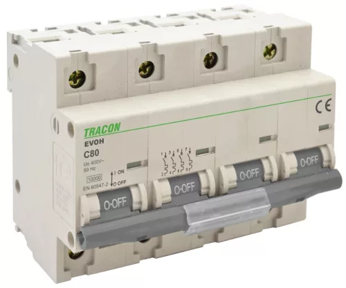 Tracon EVOHB4100 nagyáramú kismegszakító 4P B 100A 10kA