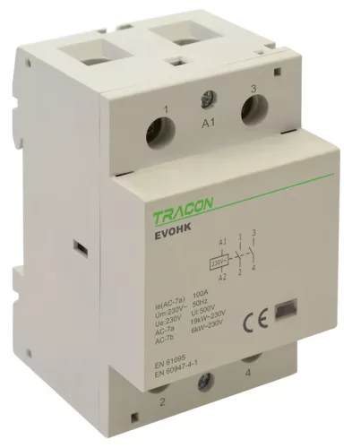 Tracon EVOHK2-100 installációs kontaktor 100A 2×NO 230 V AC