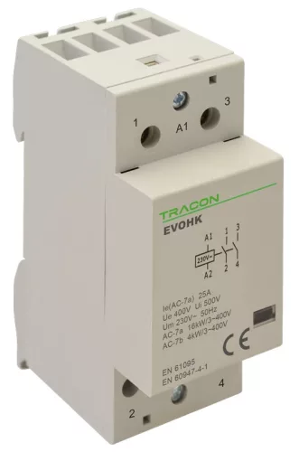 Tracon EVOHK2-40 installációs kontaktor 40A 2×NO 230 V AC