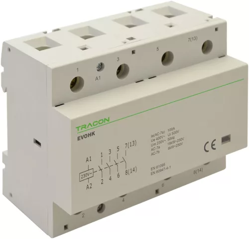 Tracon EVOHK4-100 installációs kontaktor 100A 4×NO 230 V AC