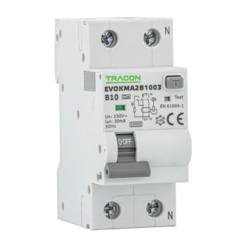   Tracon EVOKMA2B401 Kombinált védőkapcsoló, 2P, 2modul, B karakterisztika B40A, 100 mA, 10kA, A