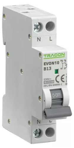 Tracon EVON10B13 kismegszakító 1P+N B 13A 10 kA