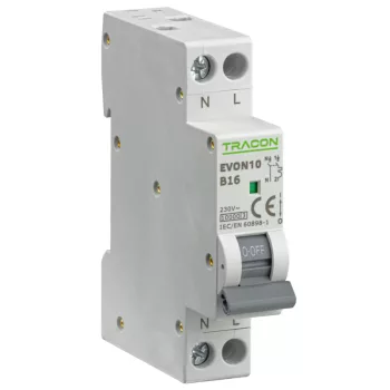 Tracon EVON10B16 kismegszakító 1P+N B 16A 10 kA