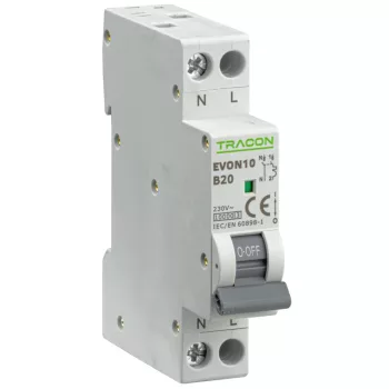 Tracon EVON10B20 kismegszakító 1P+N B 20A 10 kA