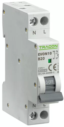 Tracon EVON10B20 kismegszakító 1P+N B 20A 10 kA