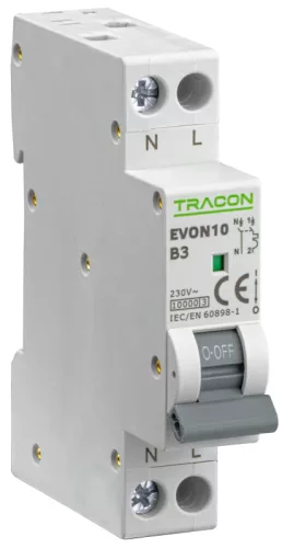 Tracon EVON10B3 kismegszakító 1P+N B 3A 10 kA