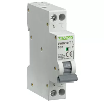 Tracon EVON10B32 kismegszakító 1P+N B 32A 10 kA