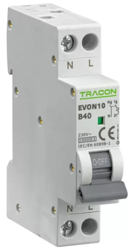 Tracon EVON10B40 kismegszakító 1P+N B 40A 10 kA