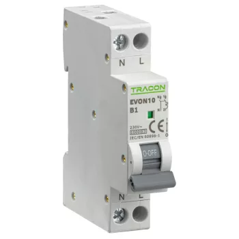 Tracon EVON10B5 kismegszakító 1P+N B 5A 10 kA