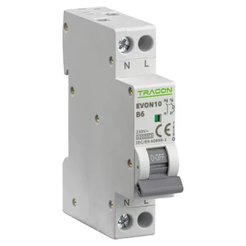 Tracon EVON10B6 kismegszakító 1P+N B 6A 10 kA