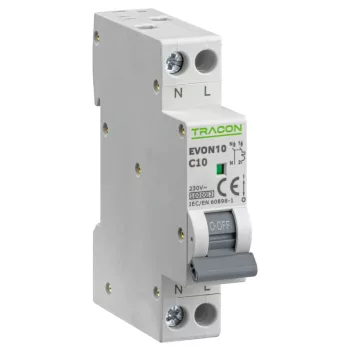 Tracon EVON10C10 kismegszakító 1P+N C 10A 10 kA