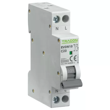 Tracon EVON10C20 kismegszakító 1P+N C 20A 10 kA