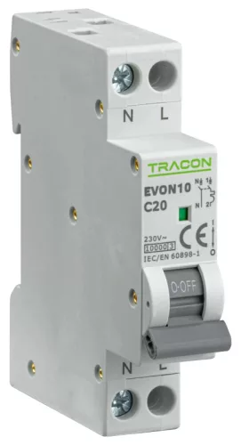 Tracon EVON10C20 kismegszakító 1P+N C 20A 10 kA